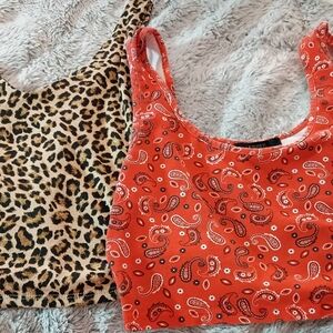Gaze Leopard and Paisley Crop Tops - Orange and Brown
